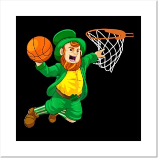 Leprechaun Basketball Dunk St Patricks Day, Funny Patrick's Day Posters and Art